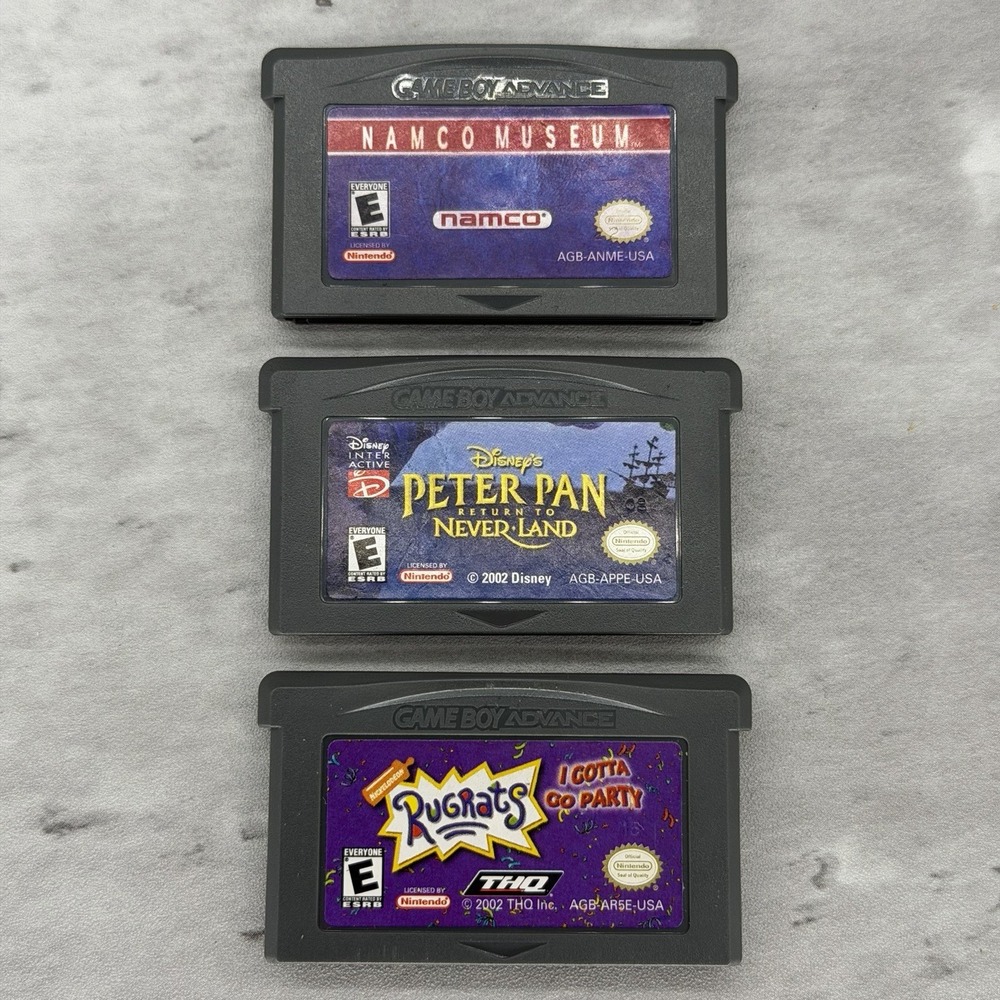 GBA Lot Of 3 - Namco Museum / Peter Pan Neverland / Rugrats I Gotta Go Party
